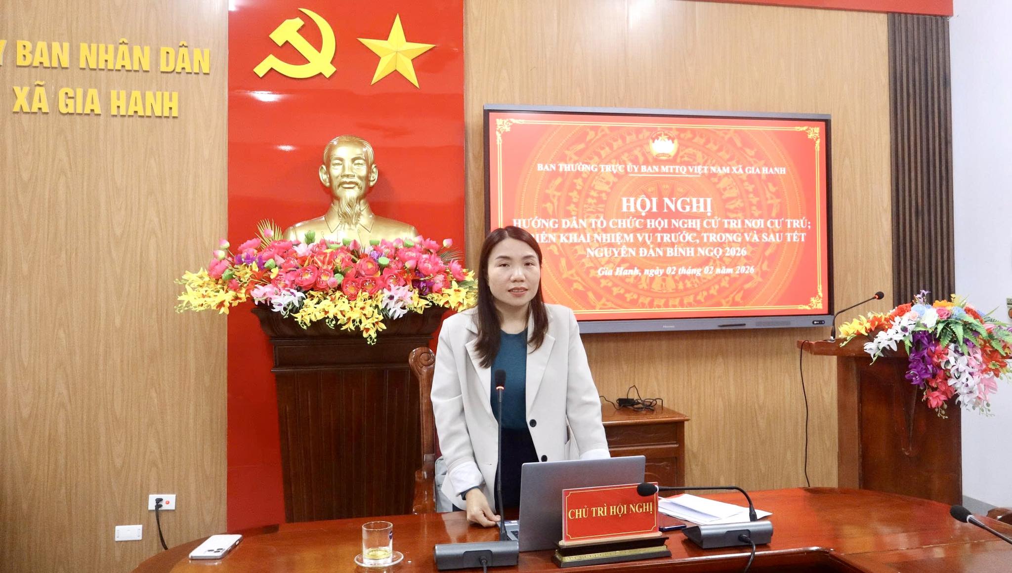 Ủy ban MTTQ Việt Nam xã Gia Hanh hướng dẫn tổ chức hội nghị cử tri nơi cư trú và triển khai nhiệm vụ trọng tâm trước, trong và sau Tết Bính Ngọ 2026