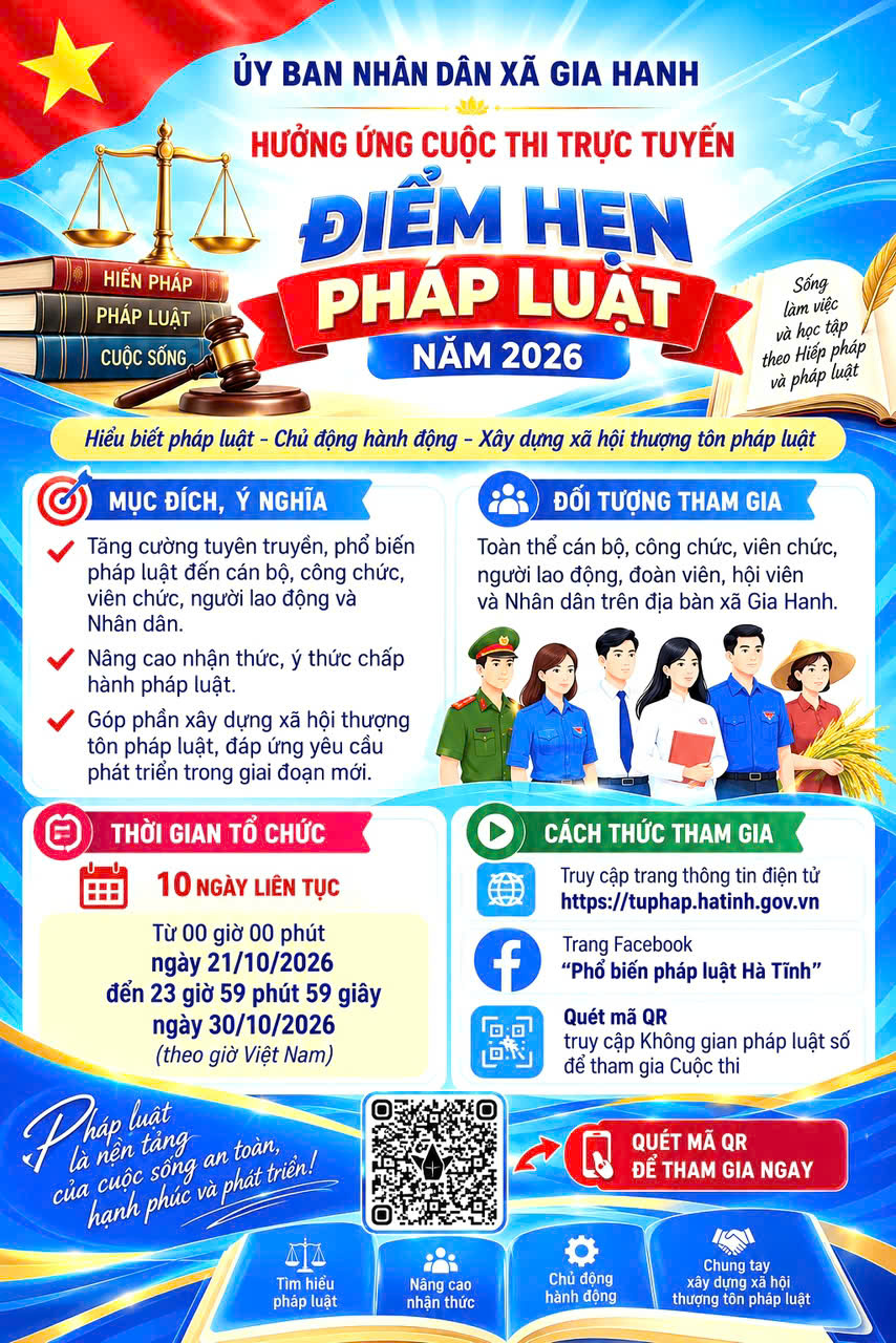 Xã Gia Hanh đẩy mạnh tuyên truyền, hưởng ứng Cuộc thi trực tuyến “Điểm hẹn pháp luật” năm 2026