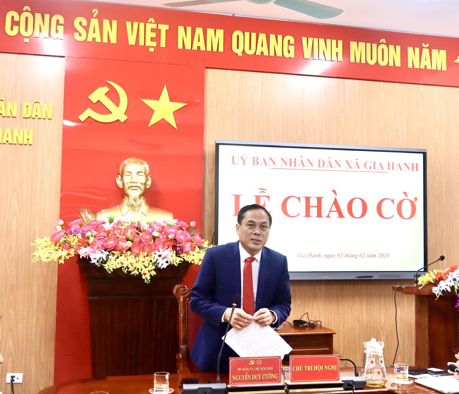 UBND xã Gia Hanh tổ chức lễ chào cờ đầu tháng 02/2026 